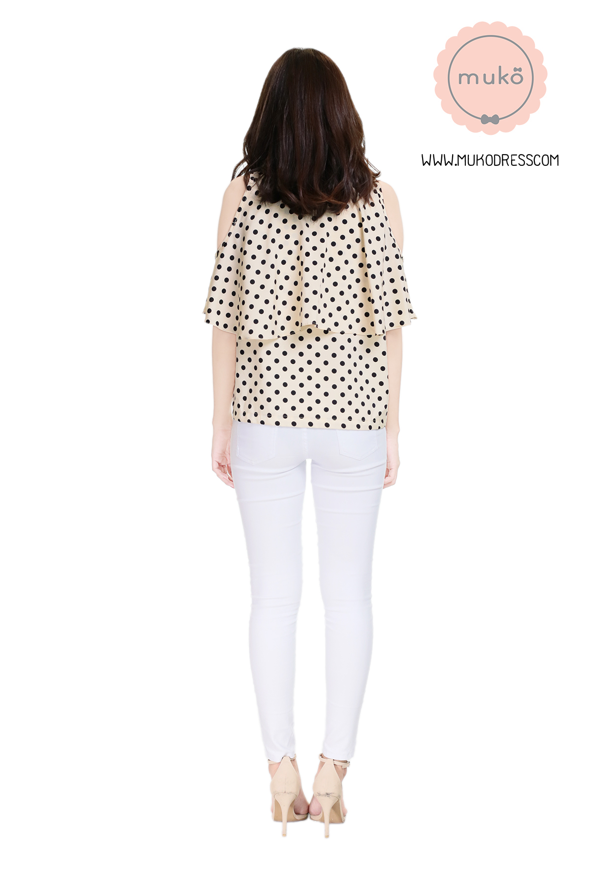 Muko Bryony เสื้อเปิดให้นม BSL04-017 ครีมลายจุดดำ Muko Bryony เสื้อเปิดให้นม BSL04-017 ครีมลายจุดดำ