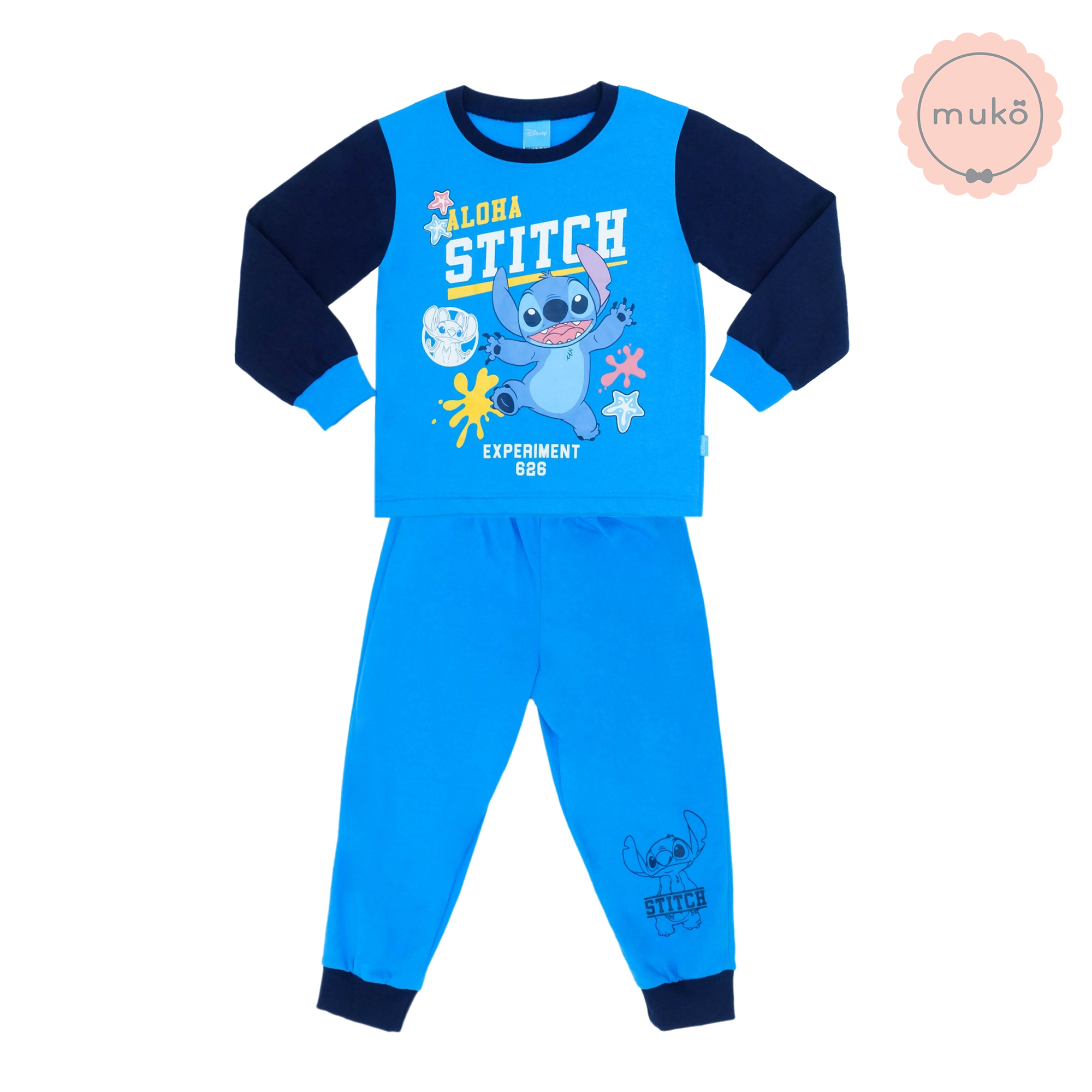 ชุดเด็ก 6 เดือน - 1 ขวบ แขนยาว-ขายาว (Size 1) DLS127-691-3-Blue 1 ลาย สติช Stitch สีฟ้า (แขนกรม)
