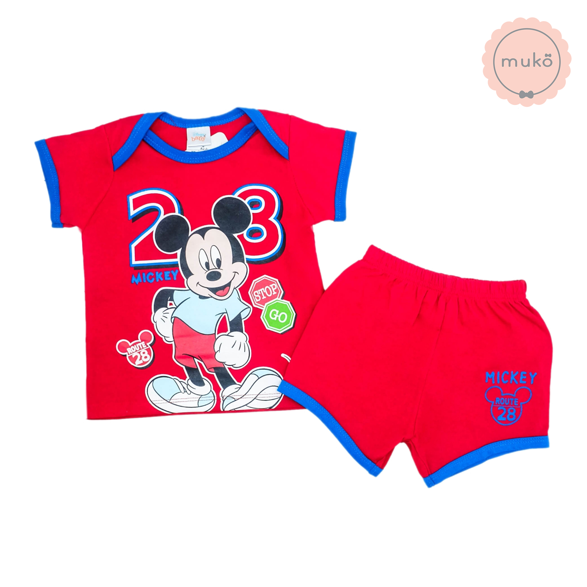 ชุดเบบี้ 6-12 เดือน แขนสั้น-ขาสั้น (M=80) DMK017-10-L-Red M ลายมิกกี้ เมาส์ Mickey Mouse