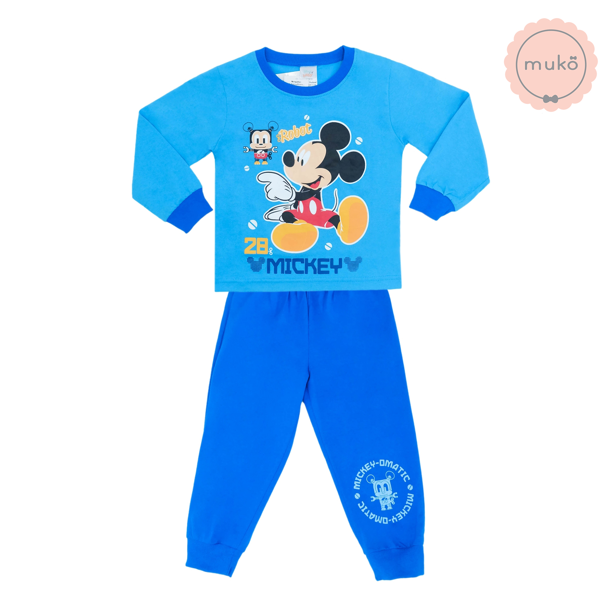 ชุดเด็ก 1-2 ขวบ แขนยาว-ขายาว (Size 2) DMK127-02-3-Blue 2 ลาย มิกกี้ เมาส์ Mickey Mouse สีฟ้า