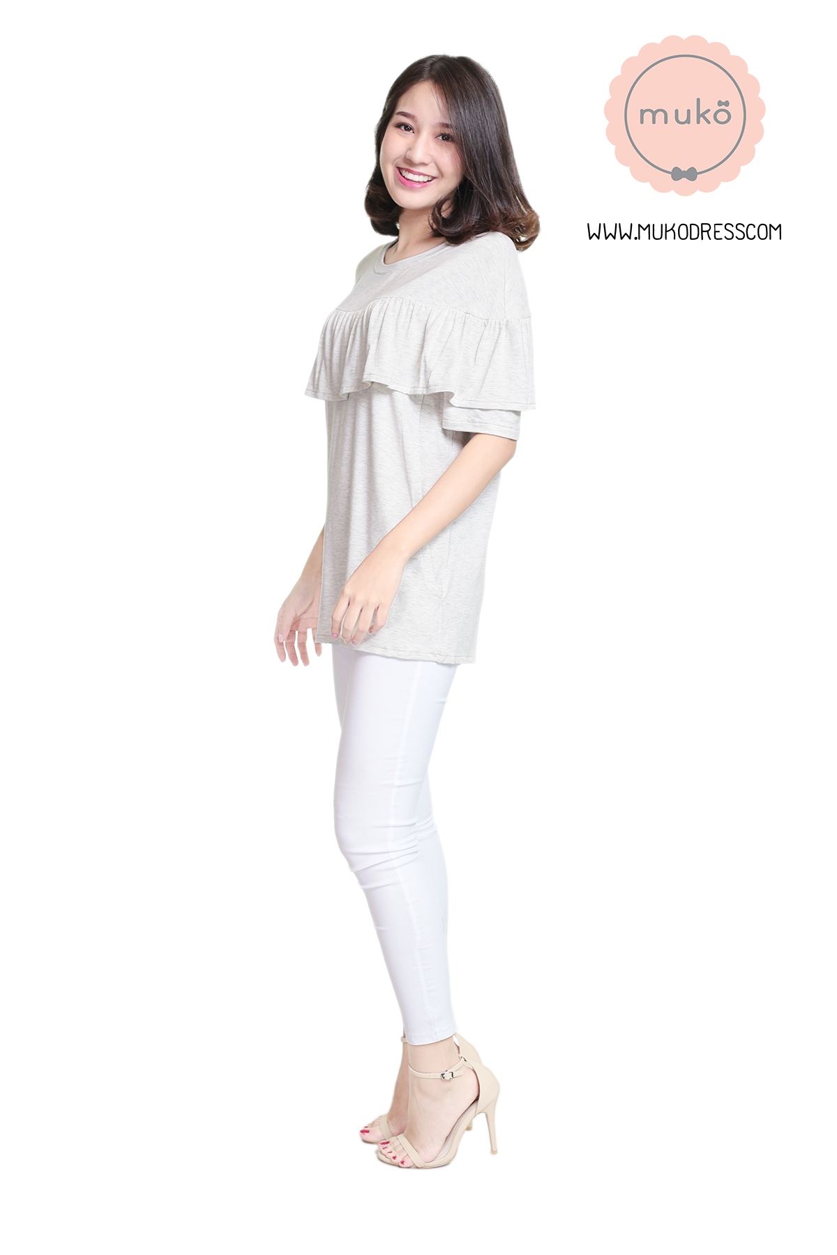 Muko Megan เสื้อให้นม คลุมท้อง TC23-001 เทาอ่อนมาก