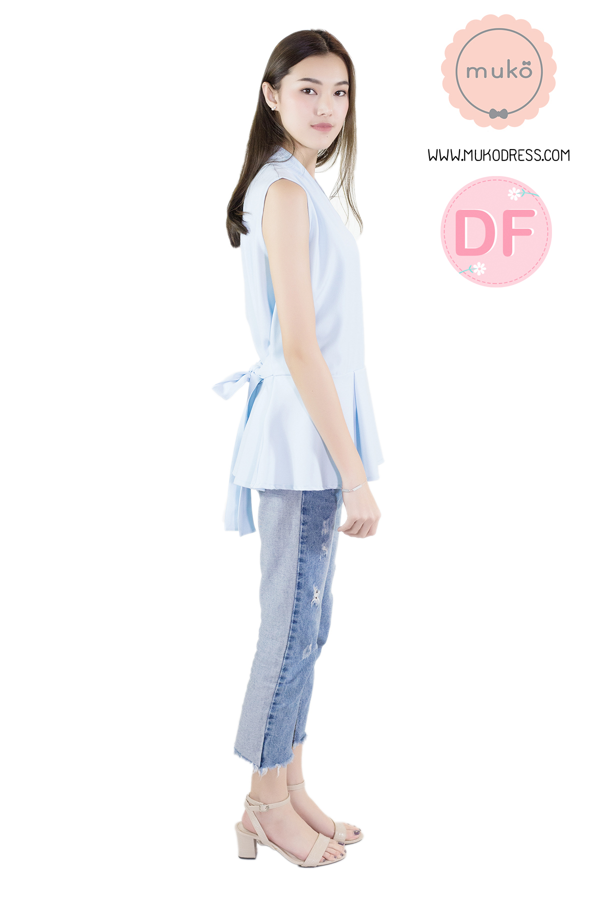 Muko Hana เสื้อให้นม ใส่คลุมท้อง BSL05-005DF สีฟ้า