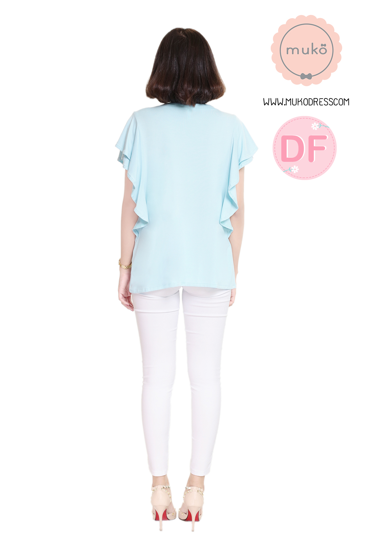 Muko Peach Berry เสื้อให้นม คลุมท้อง TC20-003DF ฟ้า