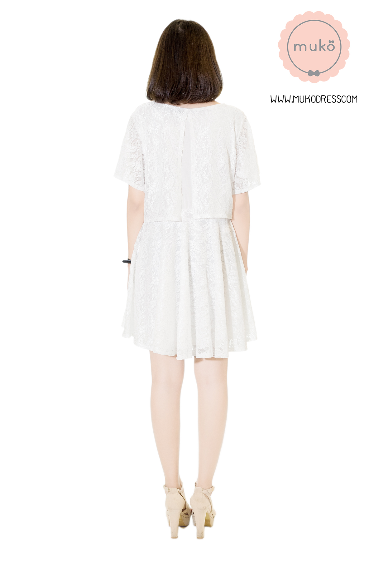 Muko Nico Lace Dress เดรสคลุมท้อง เปิดให้นม DZ22-007 ขาว