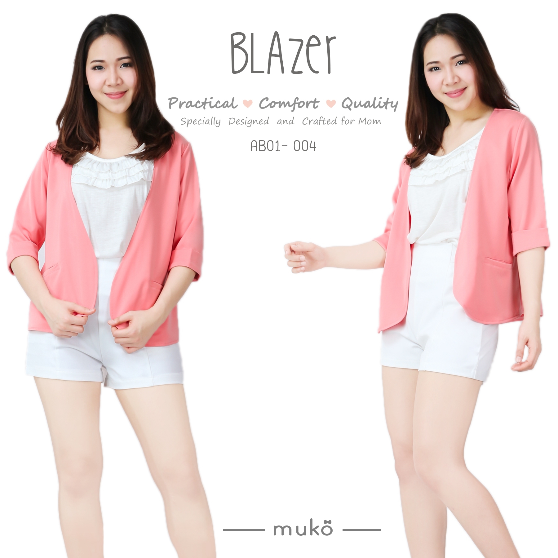 Muko Blazer เสื้อคลุมผ้าฮานาโกะ AB01-004 สีส้ม