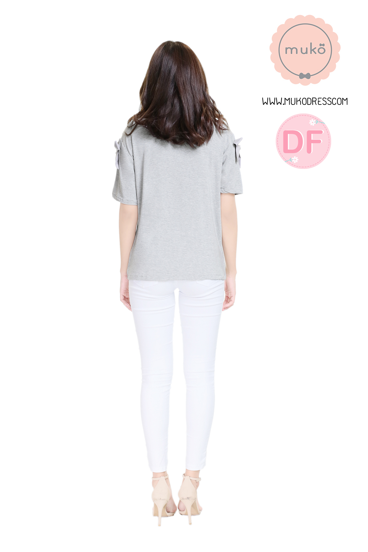 Muko Cher เสื้อเปิดให้นม TC26-012DF สีเทาอ่อน