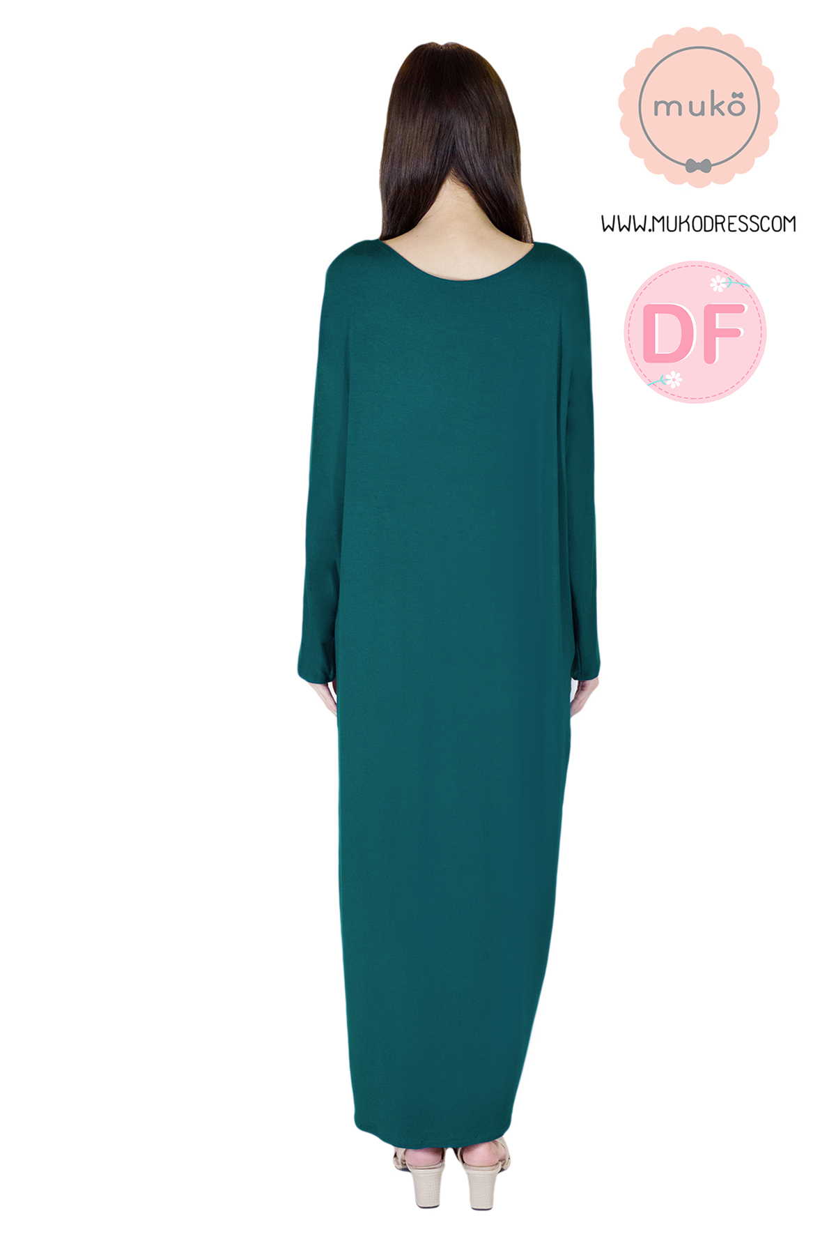 Muko Manami maxi เดรสยาวให้นม คลุมท้อง MR03-003DF สีฟ้าน้ำทะเล