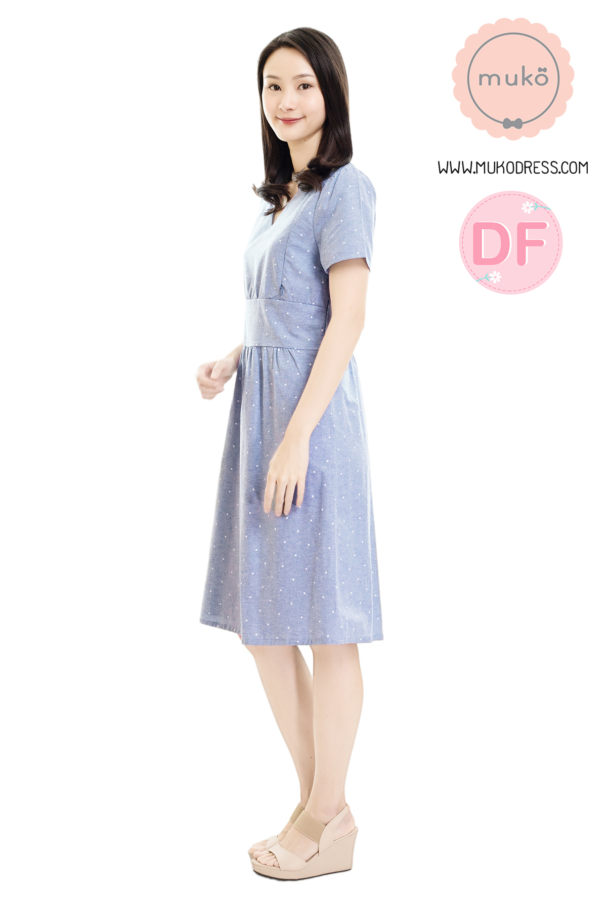 Muko Donna เดรสเปิดให้นม DZ37-002DF ยีนส์จุด