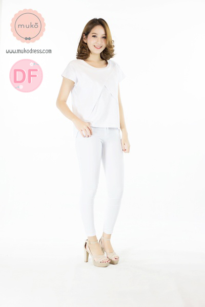 Muko Marin  เสื้อให้นม คลุมท้อง  TC11-022DF สีขาว