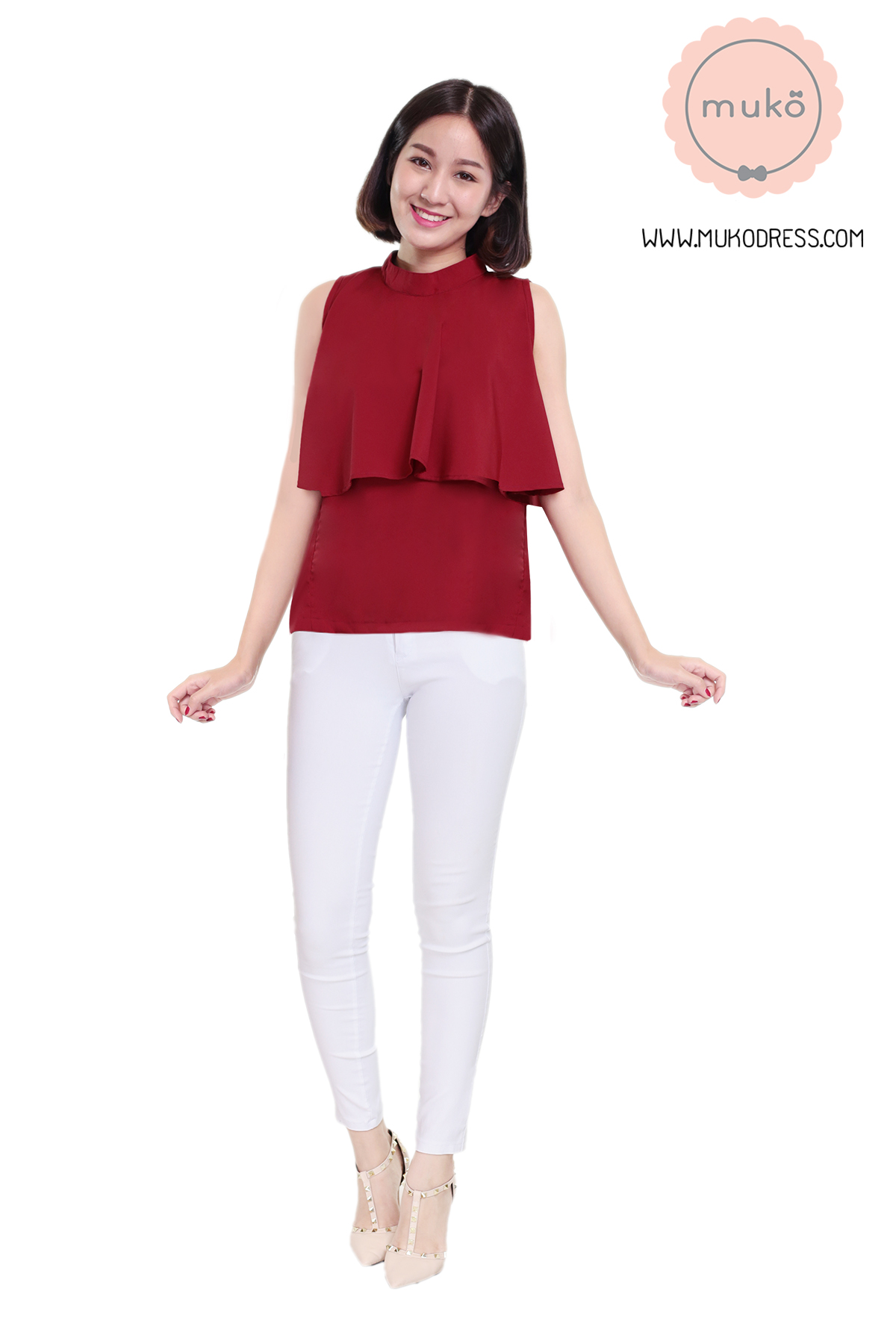 Muko Bryony เสื้อให้นม คลุมท้อง BSL04-012DF สีแดงเลือดหมู