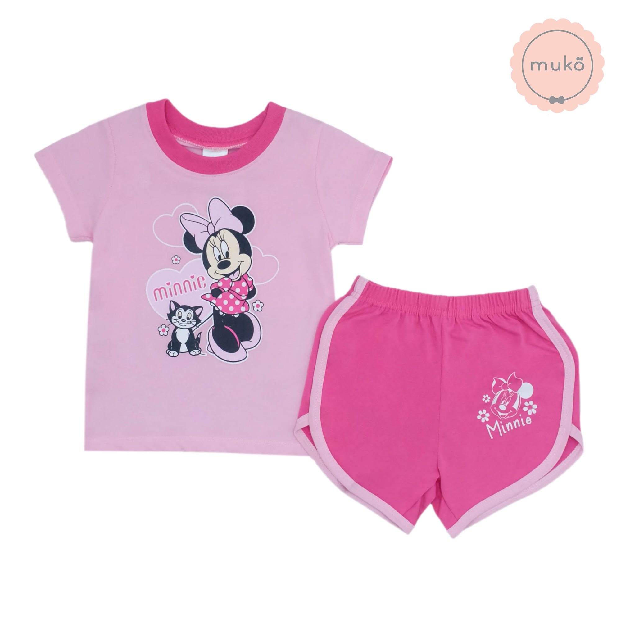 ชุดเบบี้ 3-6 เดือน แขนสั้น-ขาสั้น (S=70) DMK017-13-L-Pink S ลายมินนี่ เมาส์ Minnie Mouse