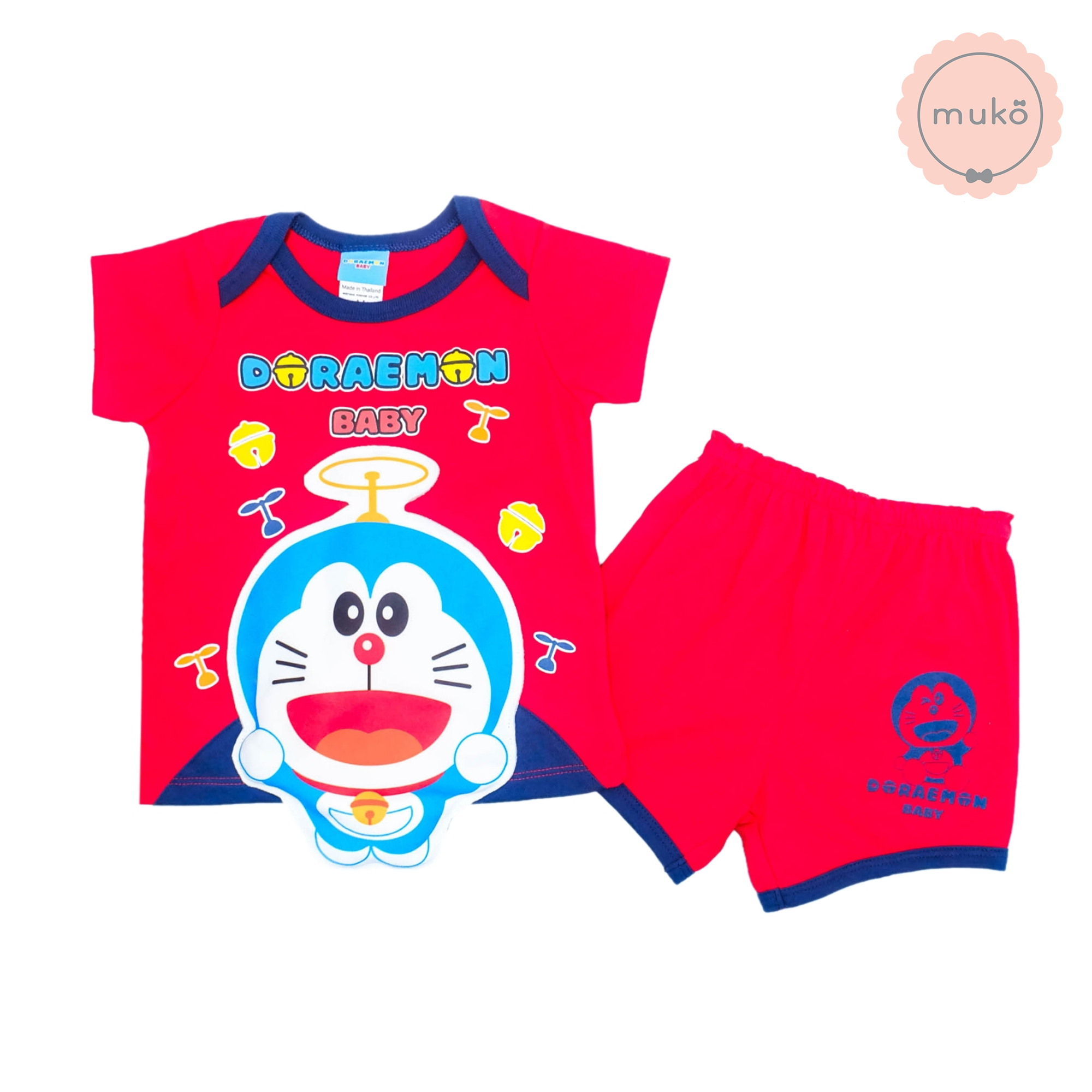 ชุดเบบี้ 3-6 เดือน แขนสั้น-ขาสั้น (S=70) ADC047-40-L-Red S ลายโดเรม่อน Doraemon